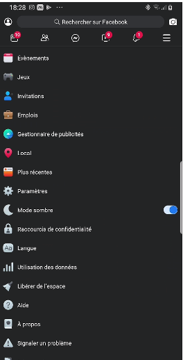 photo2 mode sombre sur Facebook Lite