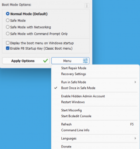 options Safe Mode Launcher